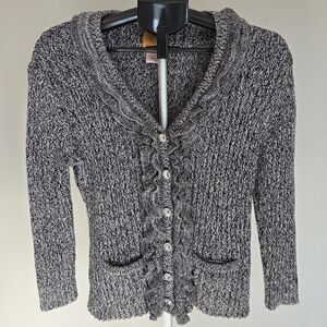 Ruby Rd. Black and White Cardigan with Button Accents